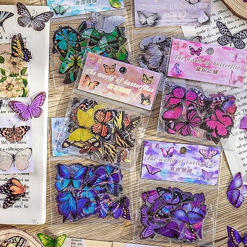 Giantree Butterfly Scrapbook Sticker Set, 240 Stücke PET Blumen Aufkleber für Scrapbooking Zubehör Set Scrapbooking Aufkleber für DIY Fotoalben, Bullet Points, Laptops von Giantree