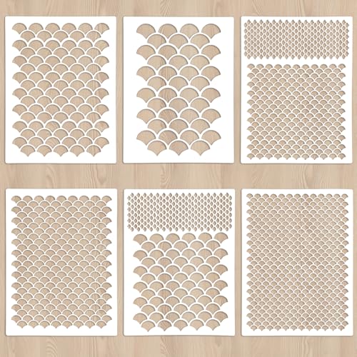 Giantree 6 Stück Fischschuppen Schablonen, 20x15cm Wiederverwendbar Schablonen zum Malen, Kunst Mal Vorlagen Malschablonen DIY Vorlagen Malerei Schablonen Set für Scrapbooking Holz Boden Wand Fliesen Giantree 6 Stück Fischschuppen Schablonen, 20x15cm Wiederverwendbar Schablonen zum Malen, Kunst Mal Vorlagen Malschablonen DIY Vorlagen Malerei Schablonen Set für Scrapbooking Holz Boden Wand Fliesen von Giantree