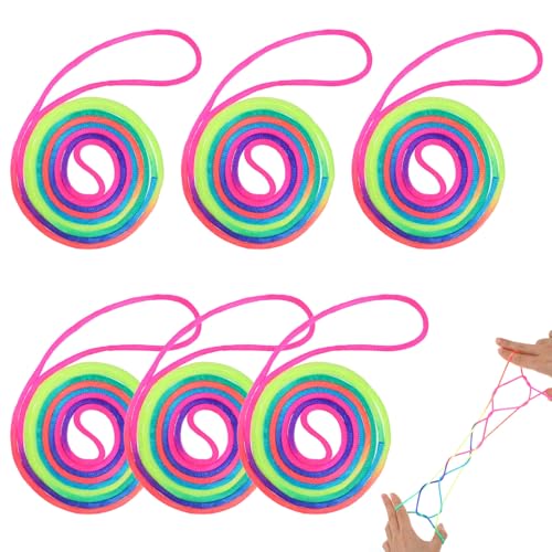 Giantree Katzenwiege Seil, 6 Stück Regenbogen Finger Seile, Spielzeugbedarf Fingerspiel Lernspielzeug, Flexible Finger Seil Spiel Spielzeug, Geeignet für Kinder und Erwachsene Partyspiele, Stimulieren Giantree Katzenwiege Seil, 6 Stück Regenbogen Finger Seile, Spielzeugbedarf Fingerspiel Lernspielzeug, Flexible Finger Seil Spiel Spielzeug, Geeignet für Kinder und Erwachsene Partyspiele, Stimulieren von Giantree