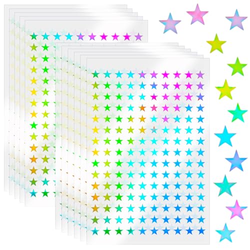 Giantree Mini Sterne Aufkleber, 1650 Stück (11 Blatt) Bunt Selbstklebend Sticker Sterne Kinder Belohnungssticker Scrapbook-Sterne Glitzer Sticker Kleine Sternaufkleber (Fünfzackiger Stern Farbe) von Giantree
