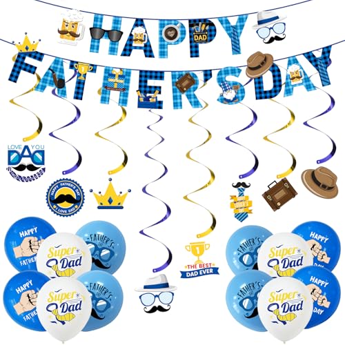 Gibocot Vatertagsdekorationen, 30 Stück "Happy Father's Day Banner", Vatertagsballons, hängende Wirbel, Happy Fathers Day Dekorationen, Vatertag Wimpelkette, Vatertag Party Supplies Gibocot Vatertagsdekorationen, 30 Stück "Happy Father's Day Banner", Vatertagsballons, hängende Wirbel, Happy Fathers Day Dekorationen, Vatertag Wimpelkette, Vatertag Party Supplies von Gibocot