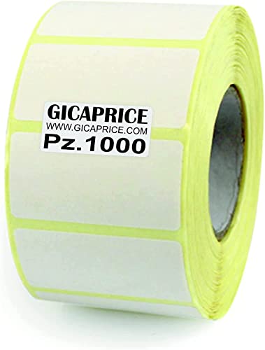 Thermoetiketten 60 x 30 mm Premium Aufkleber, Rolle 2000 Stück, Ø 25 mm, bedruckbar mit Thermodruckern, weißes Papier, Top Qualität (60 x 30 mm, 2000 Stück) von Gicaprice