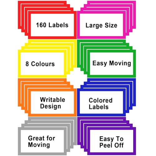 160 Stück Große Umzugsetiketten im XL-Format-15x10cm Umzugsaufkleber zum Beschriften von Umzugskartons, Bunte Etiketten Selbstklebend Sticker Universal Klebeetiketten für Übersicht beim Umzug-8 Farben 160 Stück Große Umzugsetiketten im XL-Format-15x10cm Umzugsaufkleber zum Beschriften von Umzugskartons, Bunte Etiketten Selbstklebend Sticker Universal Klebeetiketten für Übersicht beim Umzug-8 Farben von Gicare