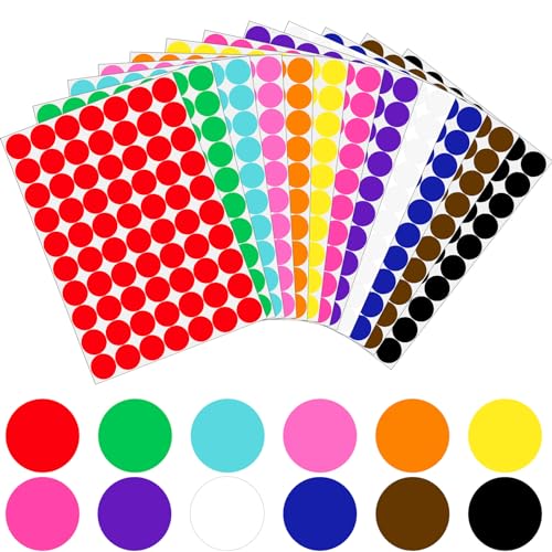 25mm Große Klebepunkte Bunt, 12 Farben Punkt Aufkleber, Markierungspunkte, Runde Aufkleber, Farbige Klebepunkte Sticker Rund Etiketten Bunte Selbstklebende für DIY Kalende Büro (1680 Stück) von Gicare