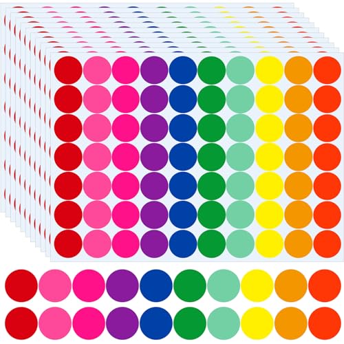 2800 Stück Klebepunkte Bunt 20mm Punktaufkleber Runde Aufkleber Rund Farbige Klebepunkte Etiketten Markierungspunkte Bunte Selbstklebende für Kalender Büro Schule -10 Farben von Gicare