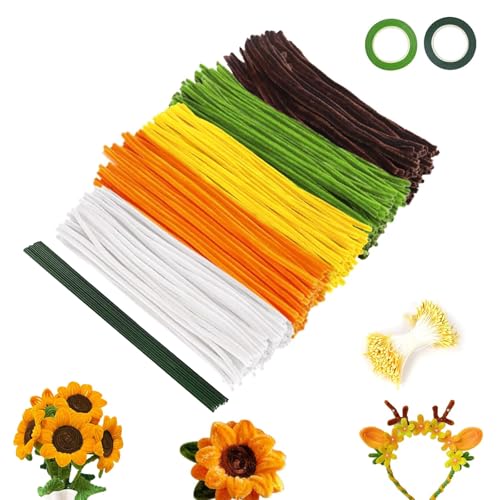 Pfeifenputzer zum Basteln, 500 Stück Pfeifenreiniger Blumen Set,5 Farben Pfeifenreiniger Blumen mit 20 Stück Blumendraht,Geschenkband,Geschenkpapier,Blumen Staubblatt Pfeifenputzer zum Basteln, 500 Stück Pfeifenreiniger Blumen Set,5 Farben Pfeifenreiniger Blumen mit 20 Stück Blumendraht,Geschenkband,Geschenkpapier,Blumen Staubblatt von Gicctyble