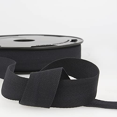 Baumwoll-Twillband, 10 m lang, Fischgrätenmuster, 25 mm breit, Schwarz Giddy Square Baumwoll-Twillband, 10 m lang, Fischgrätenmuster, 25 mm breit, Schwarz Giddy Square von Giddy Square