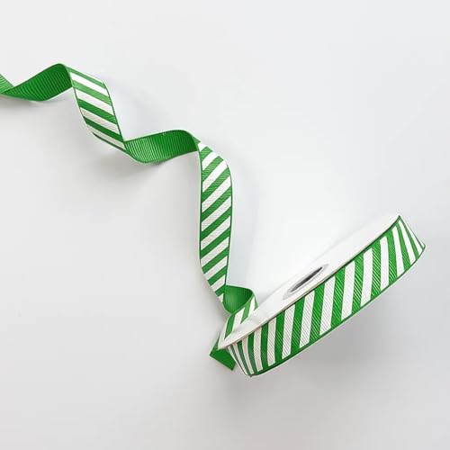 Candy Stripe Ripsband – Grün & Weiß – 16 mm – 3 Meter – nicht draht, gewebte Kante – Geschenkpapier, Schleifen, Basteln – Giddy Square von Giddy Square