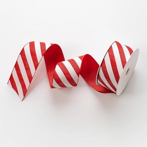 Candy Stripe Ripsband - Rot & Weiß - 38mm - 5 Meter - nicht verdrahtet, gewebte Kante - Geschenkpapier, Schleifen, Basteln - Giddy Square von Giddy Square