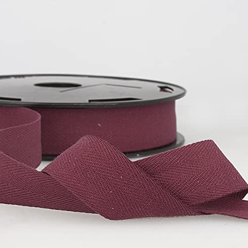 Pflaumenfarbenes Baumwoll-Twillband, 5 m lang, Fischgrätenmuster, 25 mm breit, von Giddy Square Pflaumenfarbenes Baumwoll-Twillband, 5 m lang, Fischgrätenmuster, 25 mm breit, von Giddy Square von Giddy Square