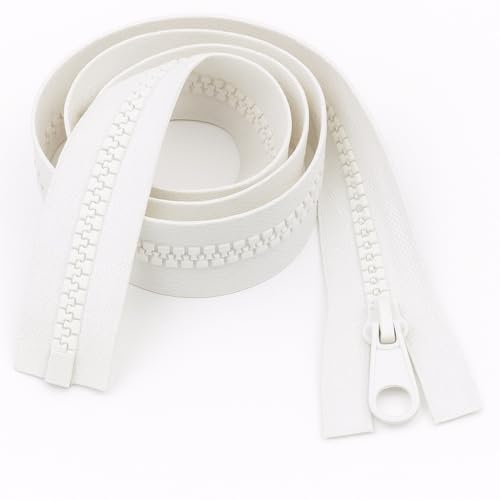 Weißer 51 cm breiter Reißverschluss – robuster Trennreißverschluss (Gewicht Nr. 5), ideal für Taschen, Kissen und Jacken. Giddy Square von Giddy Square