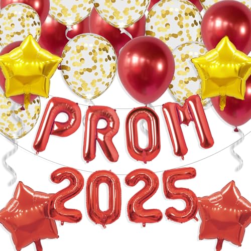 Gidobo Ballballons für Abschlussball 2025, Rotgold-Folienbanner mit 16 Latex-Luftballons für Abschlussfeiern 2025, Hochschule, Partyzubehör Gidobo Ballballons für Abschlussball 2025, Rotgold-Folienbanner mit 16 Latex-Luftballons für Abschlussfeiern 2025, Hochschule, Partyzubehör von Gidobo