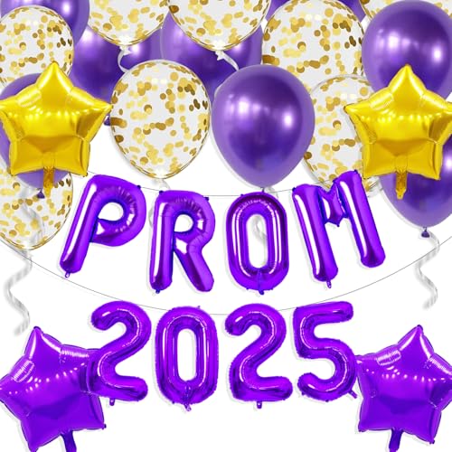 Gidobo Ballballons für Abschlussball 2025, violettes Goldfolienbanner mit 16 Latexballons für Abschlussfeiern 2025, College, High School, Partyzubehör Gidobo Ballballons für Abschlussball 2025, violettes Goldfolienbanner mit 16 Latexballons für Abschlussfeiern 2025, College, High School, Partyzubehör von Gidobo