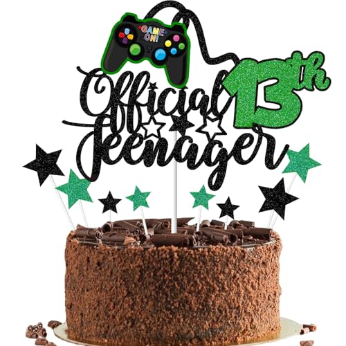 Gidobo Offizieller Tortenaufsatz zum 13. Geburtstag für Jungen, grünes glitzerndes Videospiel-Kuchenaufsatz, Spiel auf mit Controllern, für dreizehn Jahre alte Geburtstagsparty-Zubehör Gidobo Offizieller Tortenaufsatz zum 13. Geburtstag für Jungen, grünes glitzerndes Videospiel-Kuchenaufsatz, Spiel auf mit Controllern, für dreizehn Jahre alte Geburtstagsparty-Zubehör von Gidobo