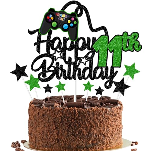 Gidobo Tortenaufsatz "Happy 11th Birthday" für Jungen, glitzernde Videospiel-Kuchenaufsätze, Spiel auf mit Controllern, für elf Jahre alte Geburtstagsparty, Grün Gidobo Tortenaufsatz "Happy 11th Birthday" für Jungen, glitzernde Videospiel-Kuchenaufsätze, Spiel auf mit Controllern, für elf Jahre alte Geburtstagsparty, Grün von Gidobo