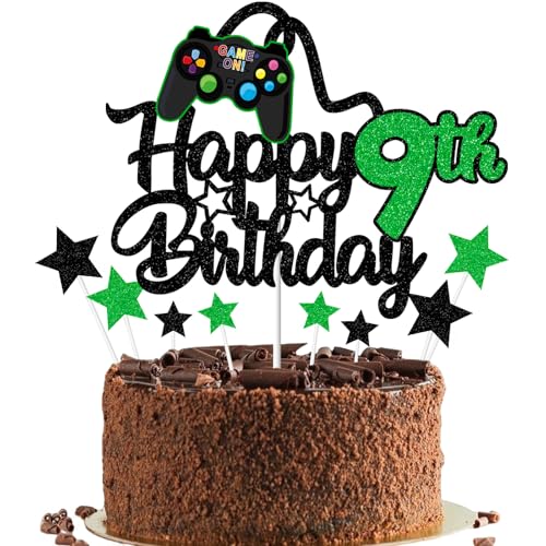Gidobo Tortenaufsatz "Happy 9th Birthday" für Jungen, glitzernde Videospiel-Kuchenaufsätze, Spiel auf mit Controllern, für neun Jahre alte Geburtstagsparty, Grün Gidobo Tortenaufsatz "Happy 9th Birthday" für Jungen, glitzernde Videospiel-Kuchenaufsätze, Spiel auf mit Controllern, für neun Jahre alte Geburtstagsparty, Grün von Gidobo