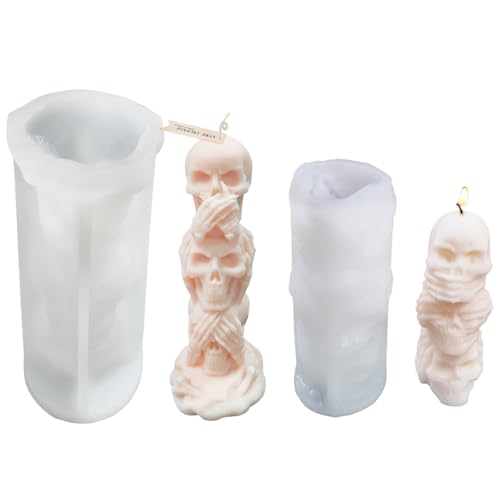 3D-Silikonform mit Totenkopf-Kerzen, Skelett, Epoxidharz, Horrorwachs, Kerzenherstellung, Form für Kerzen, handgefertigt, Halloween, Wachs, Polymerton, DIY, Handwerk, 2 Stück von Gieehiol