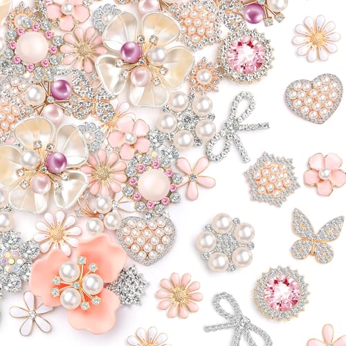 Giegxin 48 Stück Strass-Knöpfe zum Basteln, Kleidung, Kunstperlen, Verzierungen, Knöpfe, rosa Schmetterling, Strass, Blumenknöpfe, Vintage-Perlenbrosche für Schmuckherstellung, DIY, Taschen, Schuhe, Giegxin 48 Stück Strass-Knöpfe zum Basteln, Kleidung, Kunstperlen, Verzierungen, Knöpfe, rosa Schmetterling, Strass, Blumenknöpfe, Vintage-Perlenbrosche für Schmuckherstellung, DIY, Taschen, Schuhe, von Giegxin