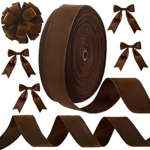 Giegxin 6,3 cm breit, 91,4 m braunes Weihnachts-Samtband mit Draht, für den Außenbereich, Weihnachtsband, wasserdichte Verpackung, Samt-Dekoration für Weihnachtskranz, Schleifen Giegxin 6,3 cm breit, 91,4 m braunes Weihnachts-Samtband mit Draht, für den Außenbereich, Weihnachtsband, wasserdichte Verpackung, Samt-Dekoration für Weihnachtskranz, Schleifen von Giegxin