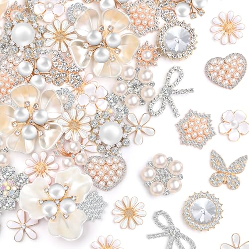 Giegxin Strass-Knöpfe zum Basteln, Kunstperlen, Schmetterling, Blume, Vintage-Brosche für Hochzeitsdekorationen, Schmuckherstellung, DIY, Kleidung, Taschen, Schuhe, Zubehör, Weiß, 48 Stück Giegxin Strass-Knöpfe zum Basteln, Kunstperlen, Schmetterling, Blume, Vintage-Brosche für Hochzeitsdekorationen, Schmuckherstellung, DIY, Kleidung, Taschen, Schuhe, Zubehör, Weiß, 48 Stück von Giegxin