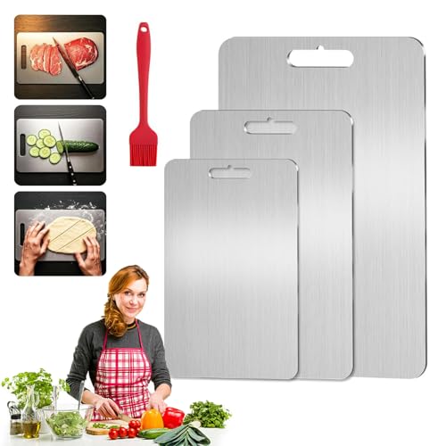 Schneidebrett aus 100% reinem Titan, Titan Schneidebrett, Double-Sided Food Grade Chopping Board, Easy to Clean, Metal Chopping Board for Meat, Bread, Vegetables, Fruit Cutting (L (30 * 45 cm）) von Gienslru