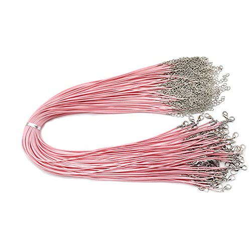 100 Stück gewachste Kordel mit Verschluss, 45,7 cm lang, DIY, farbige gewachste Halskettenschnur, 1,5 mm Schmuckanhänger, gewachste Armbandschnur (rosa) von Gierzijia