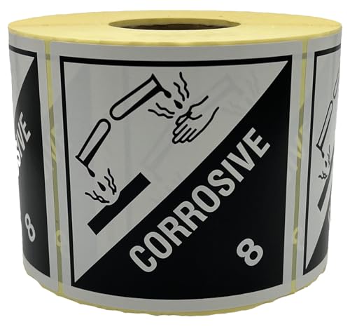 Giese-GEF Gefahrgutaufkleber Klasse 8 Corrosive - 100 x 100 mm - 1000 Etiketten auf Rolle - Papier selbstklebend - ADR von Giese-GEF