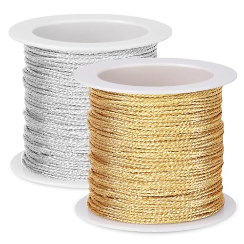 200M Gold und Silber Metallic Schnur, 1mm Kordel Bindfaden DIY Bastelschnur, Gold Silber Schnur Metallisch Kordel für Geschenkverpackung, Weihnachten Dekoration, Handwerk 200M Gold und Silber Metallic Schnur, 1mm Kordel Bindfaden DIY Bastelschnur, Gold Silber Schnur Metallisch Kordel für Geschenkverpackung, Weihnachten Dekoration, Handwerk von Gifeerory