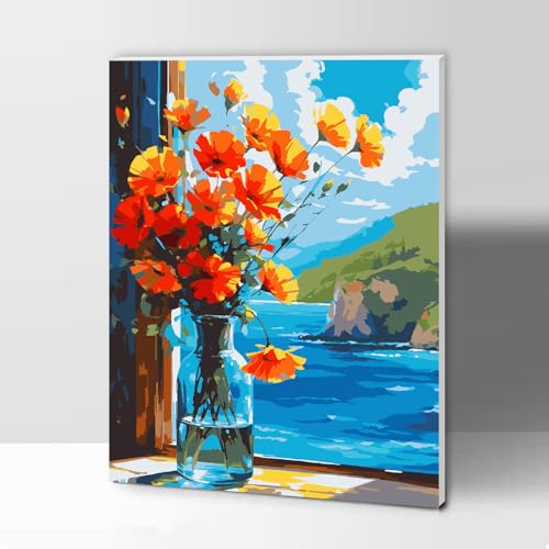 Gifmore Malen nach Zahlen Erwachsene mit Rahmen, DIY Handwerk Kunst Leinwand Malerei Kit mit Acrylpigment und Pinseln, Wanddekoration für Zuhause 30 x 40 cm Blume Gifmore Malen nach Zahlen Erwachsene mit Rahmen, DIY Handwerk Kunst Leinwand Malerei Kit mit Acrylpigment und Pinseln, Wanddekoration für Zuhause 30 x 40 cm Blume von Gifmore