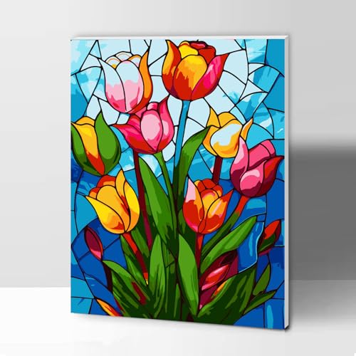 Gifmore Malen nach Zahlen Erwachsene mit Rahmen, DIY Handwerk Kunst Leinwand Malerei Kit mit Acrylpigment und Pinseln, Wanddekoration für Zuhause 30 x 40 cm Glasblume Gifmore Malen nach Zahlen Erwachsene mit Rahmen, DIY Handwerk Kunst Leinwand Malerei Kit mit Acrylpigment und Pinseln, Wanddekoration für Zuhause 30 x 40 cm Glasblume von Gifmore