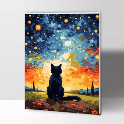 Gifmore Malen nach Zahlen Erwachsene mit Rahmen, DIY Handwerk Kunst Leinwand Malerei Kit mit Acrylpigment und Pinseln, Wanddekoration für Zuhause 30 x 40 cm Schwarze Katze Gifmore Malen nach Zahlen Erwachsene mit Rahmen, DIY Handwerk Kunst Leinwand Malerei Kit mit Acrylpigment und Pinseln, Wanddekoration für Zuhause 30 x 40 cm Schwarze Katze von Gifmore