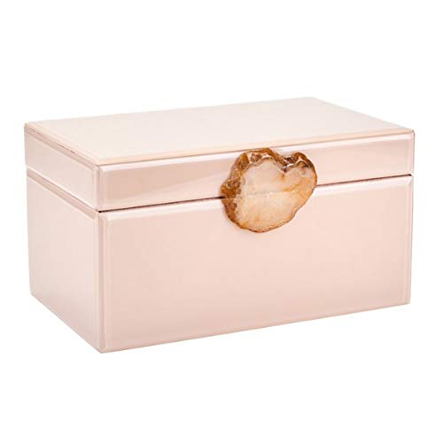 Gift Company - Miroir - Schmuckbox/Schmuckschatulle/Spiegelbox - 1 Einlegeboden - Glas/Polyester/Achatstein - beige - L -30 x 16 x 18,5cm von Gift Company