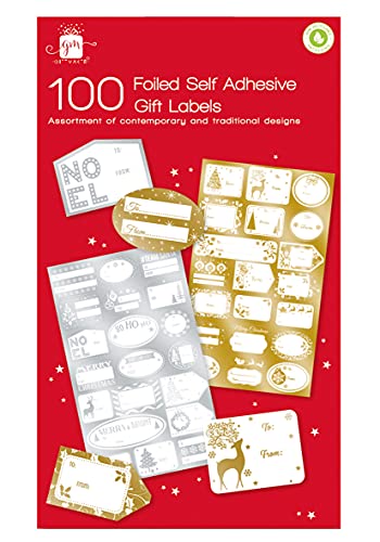 100 selbstklebende Weihnachts-Geschenk-Etiketten in Gold und Silber von Gift Maker