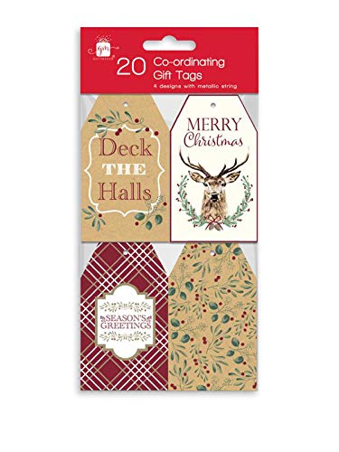 Weihnachts-Geschenkanhänger, 20 Stück, rote Beeren, Mistelzweig, Deck The Halls, Hirsch, Seasons Greetings Weihnachts-Geschenkanhänger, 20 Stück, rote Beeren, Mistelzweig, Deck The Halls, Hirsch, Seasons Greetings von Gift Maker