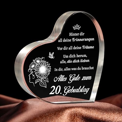 Giftasy Geschenk zum 20. Geburtstag Frauen - Acryl Herz Tischschmuck, 20 geburtstag deko, Geschenke Für 20 Jährige Frauen Beste Freundin Schwester Tochter Enkelin Giftasy Geschenk zum 20. Geburtstag Frauen - Acryl Herz Tischschmuck, 20 geburtstag deko, Geschenke Für 20 Jährige Frauen Beste Freundin Schwester Tochter Enkelin von Giftasy