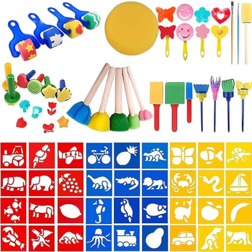 Giftik 66-teiliges Kinder-Zeichenset, Kunstbedarf für Kindergarten – DIY Schwamm Stempel Pinsel Malwerkzeuge Kit und Malvorlage für DIY Kunst Handwerk und Farbe Giftik 66-teiliges Kinder-Zeichenset, Kunstbedarf für Kindergarten – DIY Schwamm Stempel Pinsel Malwerkzeuge Kit und Malvorlage für DIY Kunst Handwerk und Farbe von Giftik