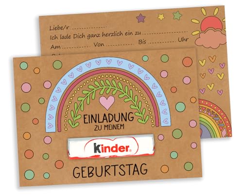 Giftota 15 Einladungskarten Kindergeburtstag Mädchen Junge, DIN A6 Kraftpapier Einladungen mit Regenbogen-Herz-Motiven, Witzige Geburtstagseinladungen Kinder, Ohne Kinderschokolade, Duplo-Geschenk Giftota 15 Einladungskarten Kindergeburtstag Mädchen Junge, DIN A6 Kraftpapier Einladungen mit Regenbogen-Herz-Motiven, Witzige Geburtstagseinladungen Kinder, Ohne Kinderschokolade, Duplo-Geschenk von Giftota
