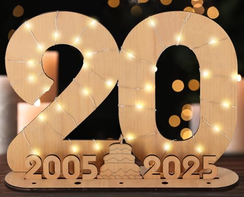 Giftota 2025 Originelle 20 Geburtstag Geschenk Frauen & Männer - Geldgeschenke Geburtstag 20 mit LED-Lichterketten - Dekorationen aus Holz - 20 Holz-Schild Gästebuch - Personalisierbares Geschenk Giftota 2025 Originelle 20 Geburtstag Geschenk Frauen & Männer - Geldgeschenke Geburtstag 20 mit LED-Lichterketten - Dekorationen aus Holz - 20 Holz-Schild Gästebuch - Personalisierbares Geschenk von Giftota