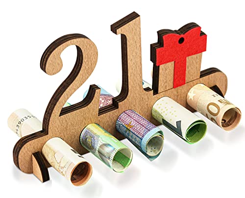 Giftota - 21. Geburtstag Geldgeschenk Holz - Geschenk zum 21.Geburtstag - Geburtstag Jubiläum - Geschenke aus Holz - Geschenke für Freunde, Familie von Giftota