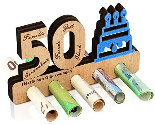 Giftota - 50. Geburtstag Geldgeschenk Holz - Geschenk zum 50.Geburtstag - Holz-Schild Gästebuch - Originelle Geldgeschenke - Geburtstag - Jubiläum - Geschenke aus Holz - Geschenke für Männer, Frau von Giftota