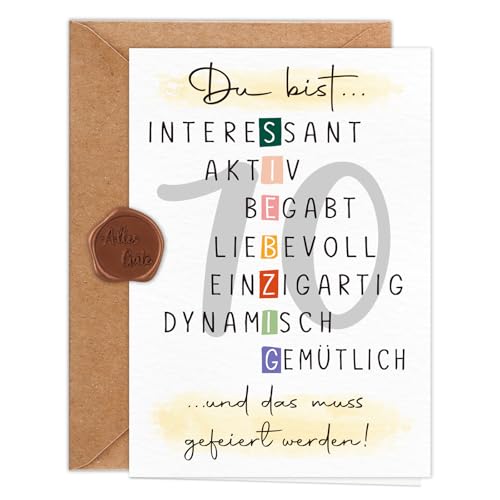 Giftota Geburtstagskarte 70 Jahre Frau Mann (A6 Klappkarte mit Umschlag & Wachssiegel), Schöne Geschenkkarte zum 70. Geburtstag mit besonderen Designs, 70. Grußkarten für Freunde, Geliebte und Eltern von Giftota