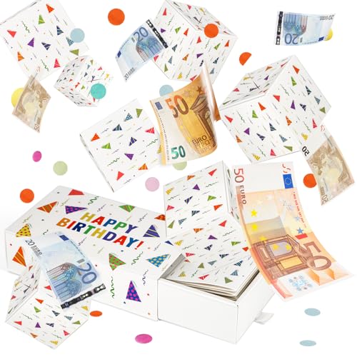 Giftota Geldgeschenke Geburtstag, Upgrade DIY Explosion Überraschungsbox, Happy Birthday Pop Up Mystery Box mit Konfetti, Geschenkbox Geburtstag für Eltern, Liebhaber und Freunde von Giftota