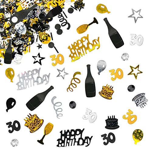 Giftota - Konfetti 30 Geburtstag Deko - 30. Geburtstag Deko - Konfetti (Gold Schwarz) - Partydekoration Geburtstag 30 - Konfetti-Dekoration für Jubiläen, Geburtstage, Partys von Giftota