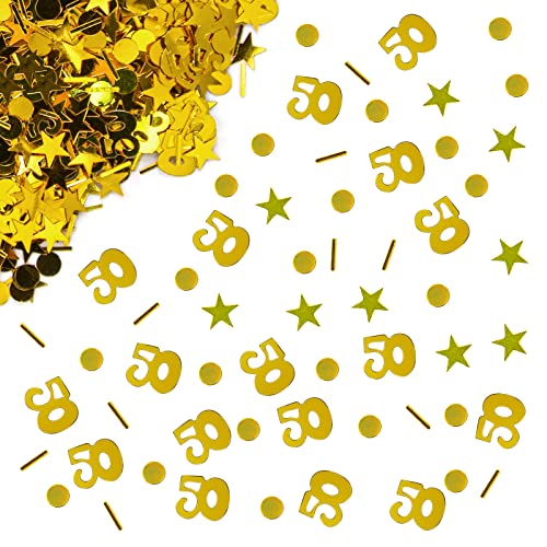 Giftota - Konfetti 50. Jubiläum Deko - 50. Geburtstag Deko - Konfetti (Gold) - Partydekoration Jahrestag 50 - DIY Konfetti Deko - Konfetti-Dekoration für Jubiläen, Geburtstage, Partys von Giftota