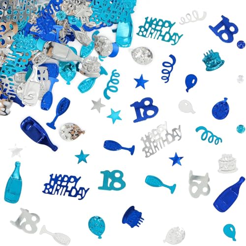Giftota Konfetti zum 18. Geburtstag (Blau Silber) 30g, Zahl 18 Jubiläum Konfetti Dekoration Hochzeit Party Tischdekoration von Giftota