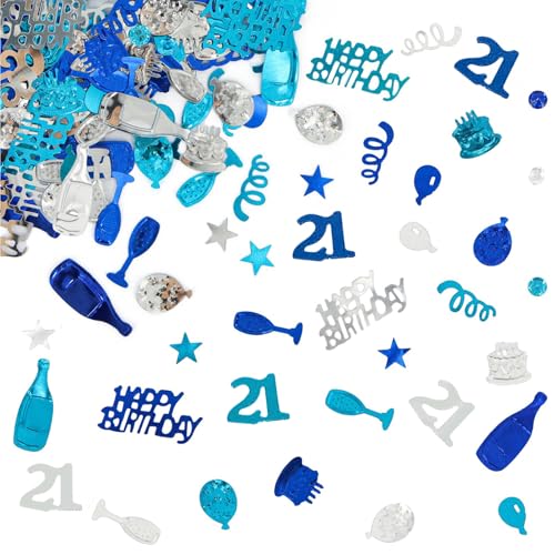 Giftota Konfetti zum 21. Geburtstag (Blau Silber) 30g, Zahl 21 Tischdeko, 21 Jahre alt Geburtstag Jubiläum Konfetti Deko Hochzeit Party von Giftota