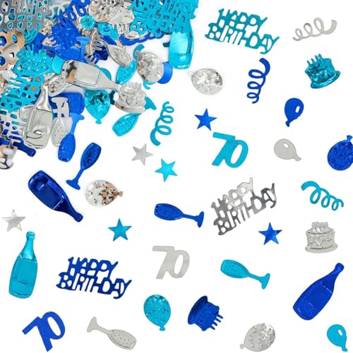 Giftota Konfetti zum 70. Geburtstag (Blau Silber) 30g, Zahl 70 Jubiläum Konfetti Dekoration Hochzeit Party Tischdekoration von Giftota