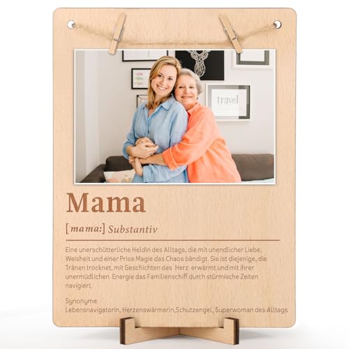 Giftota Mama Geschenk Bilderrahmen mit Holz Klammern und Leine, DIY Fotorahmen, Geschenke für Mama zum Geburtstag, Weihnachten Giftota Mama Geschenk Bilderrahmen mit Holz Klammern und Leine, DIY Fotorahmen, Geschenke für Mama zum Geburtstag, Weihnachten von Giftota