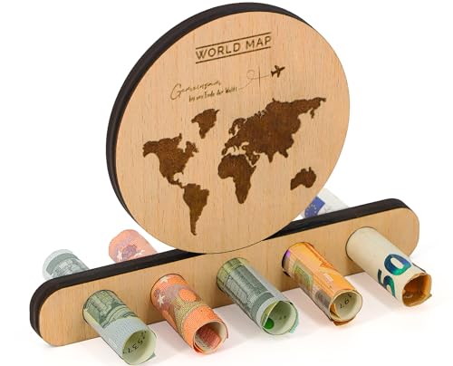 Giftota - Originelle Geburtstag Geldgeschenk Holz - Geldgeschenk Hochzeit - Hochzeitsgeschenke Geld - Geschenke für Brautpaar, Verpackung Echtholz - Gemeinsam bis ans Ende der Welt von Giftota