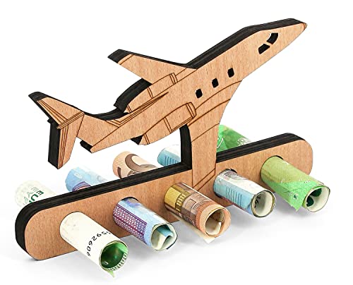 Giftota - Originelle Geburtstag Geldgeschenk Holz - Geldgeschenk für Reise, Flitterwochen - Flugzeug Geschenk - Geschenke aus Holz für Fliegen - Geschenke Geldgeschenk für Freunde, Familie, Liebhaber von Giftota